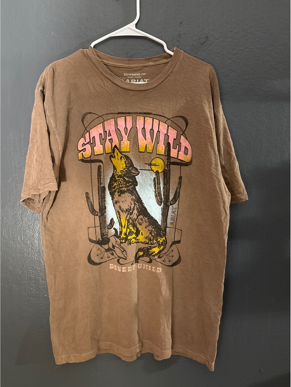 Ariat Women's Boyfriend Fit Stay Wild Desert Child Graphic T-Shirt, Size L